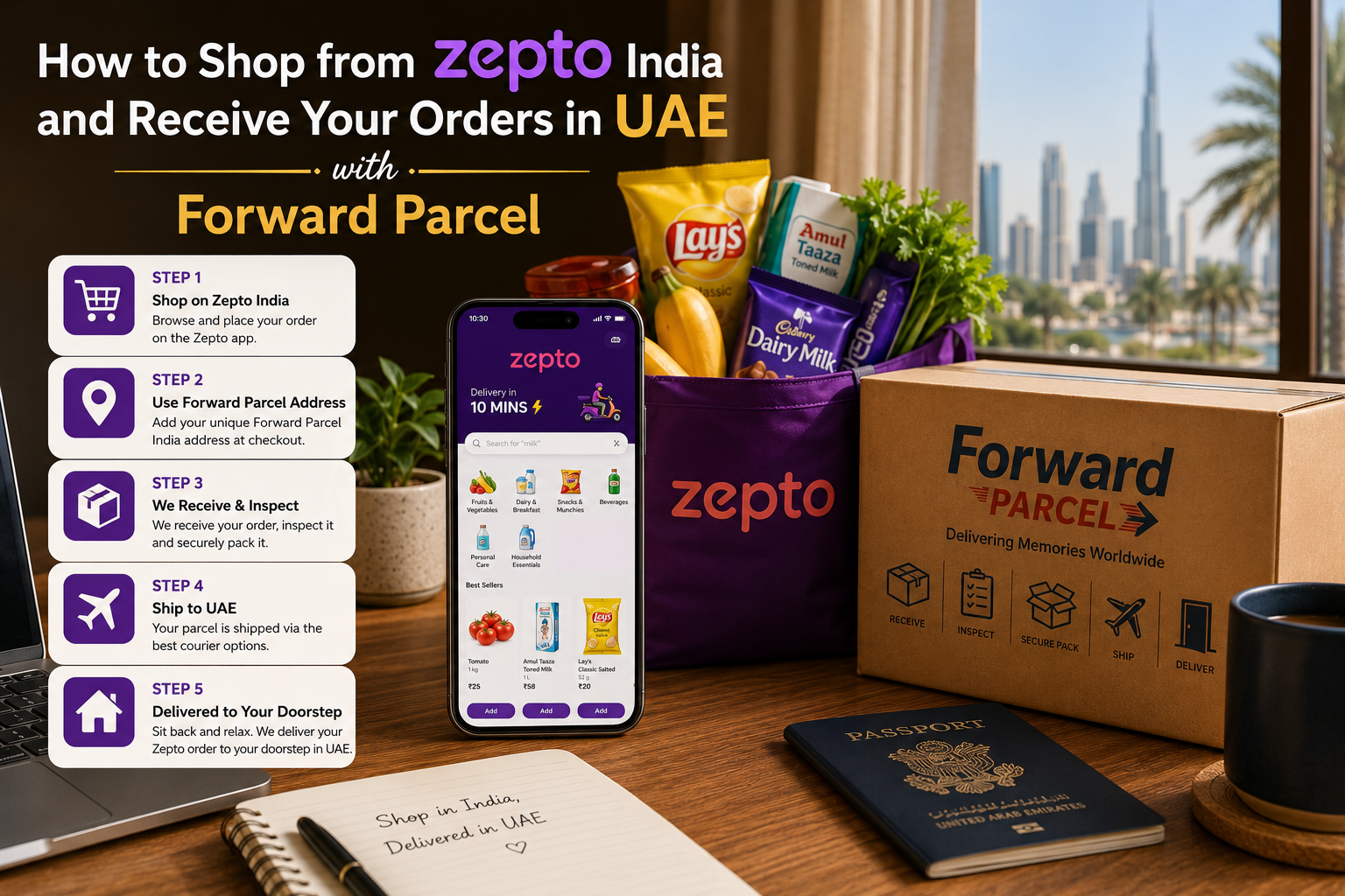 How to Shop from Zepto India and Receive Your Orders in UAE with Forward Parcel